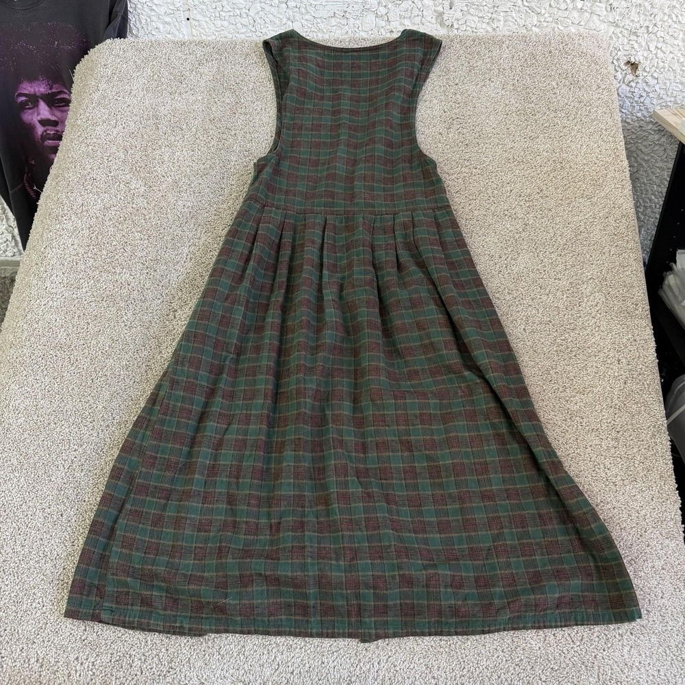 Vintage Woolrich Dress Womens S Green Plaid Sleeveless Button Front Flannel Midi - Picture 4 of 7